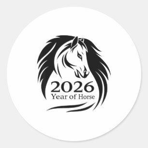 Sticker Rond Année festive du cheval de feu 2026 Nouvel An chin