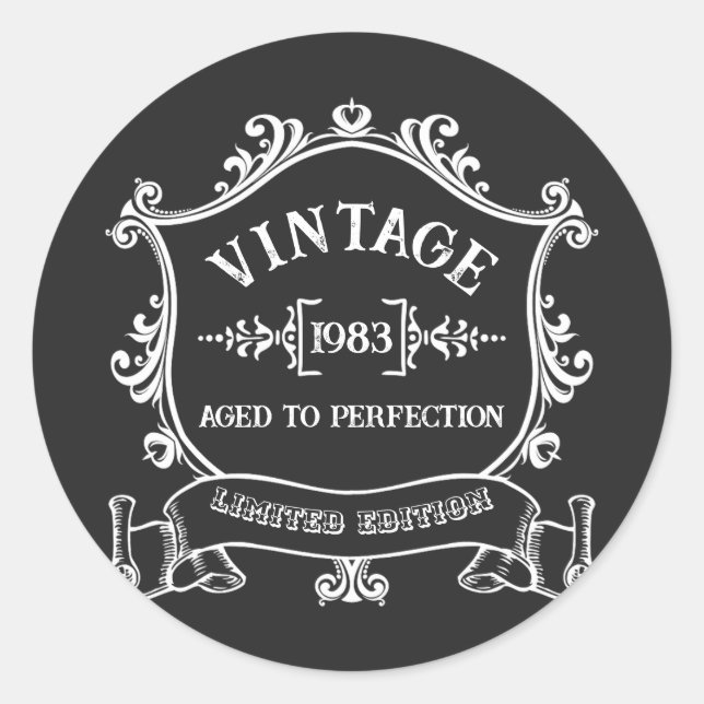 Sticker Rond Année vintage - âge à la perfection année de naiss (Devant)