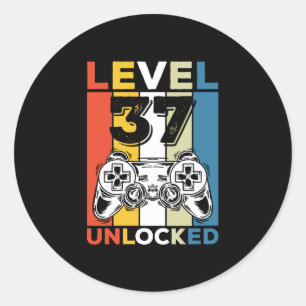 Sticker Rond Anniversaire 37ème Niveau Débloqué 37 Jeux Vidéo V