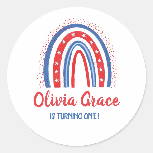 Sticker Rond Anniversaire 4 juillet arc-en-ciel (Devant)