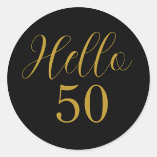 Sticker Rond Anniversaire 50 ans Noir Or