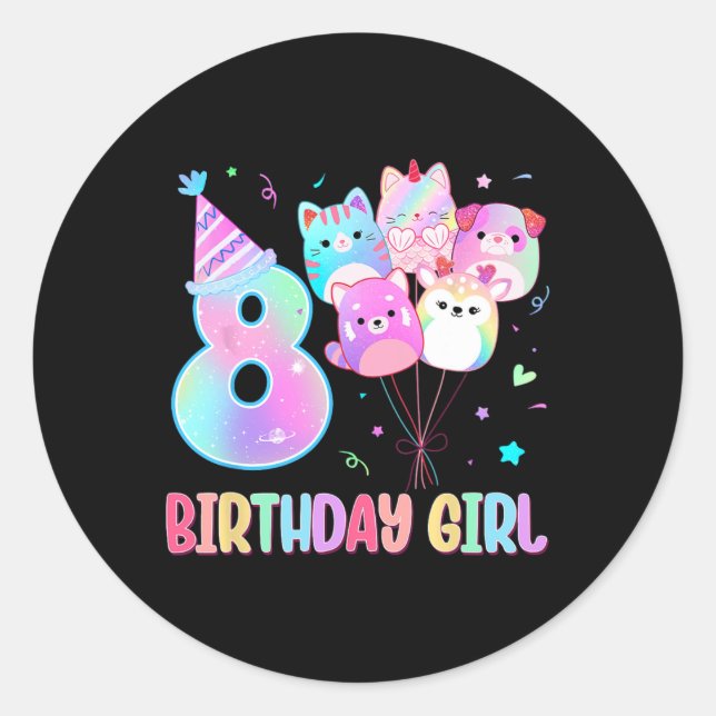 Sticker Rond Anniversaire 8e Anniversaire Squad Mallow Gir (Devant)