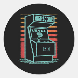 Sticker Rond Anniversaire 9 Anniversaire Retro Gamer Niveau ver