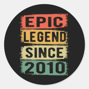 Sticker Rond anniversaire âgé de 11 ans 2010 Légende épique 11e