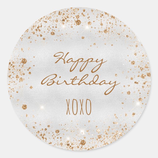 Sticker Rond Anniversaire argent or parties scintillant poussiè (Devant)