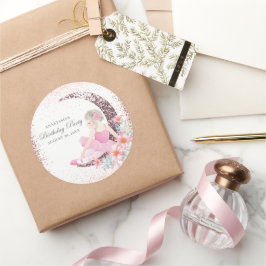 Sticker Rond Anniversaire Ballerina Moon Personnalisé Luxe