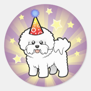 Sticker Rond Anniversaire Bichon Frise