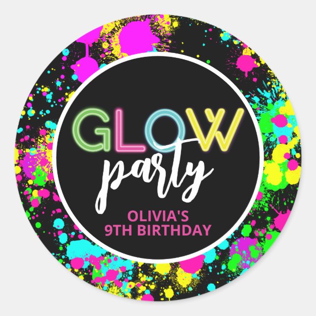 Sticker Rond Anniversaire brillant de peinture néon (Devant)