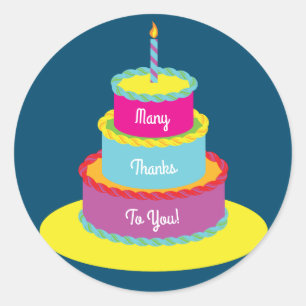 Sticker Rond Anniversaire Cake Cute Coloré 1ère Fête Thème