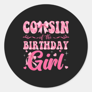 Sticker Rond Anniversaire Cousine Famille Rose Coquette