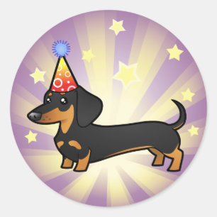 Sticker Rond Anniversaire Dachshund (manteau lisse)