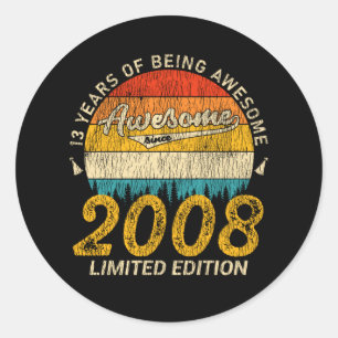 Sticker Rond anniversaire de 13 ans 2008 stupéfiant depuis 13e 