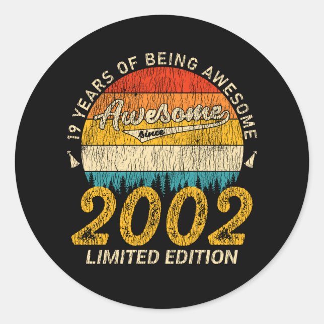 Sticker Rond anniversaire de 23 ans Retro Awesome 23e anniversa (Devant)