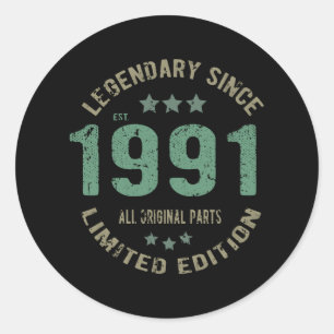 Sticker Rond anniversaire de 34 ans 1991 Légende 36e anniversai