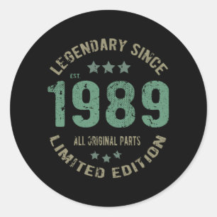 Sticker Rond anniversaire de 36 ans 1989 Légende 36e anniversai