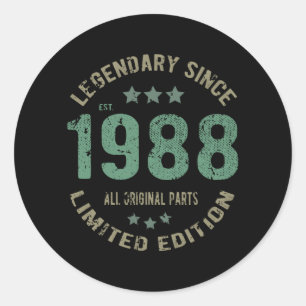 Sticker Rond anniversaire de 37 ans 1988 Légende 37e anniversai