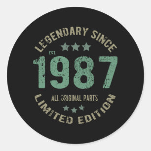Sticker Rond anniversaire de 38 ans 1987 Légende 38e anniversai