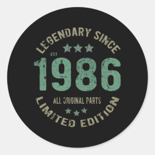 Sticker Rond anniversaire de 39 ans 1986 Légende 39e anniversai