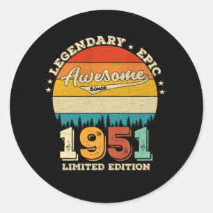 Sticker Rond anniversaire de 74 ans 1951 Magnifique 74e anniver