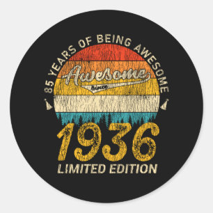 Sticker Rond anniversaire de 85 ans 1936 stupéfiant depuis 85e 
