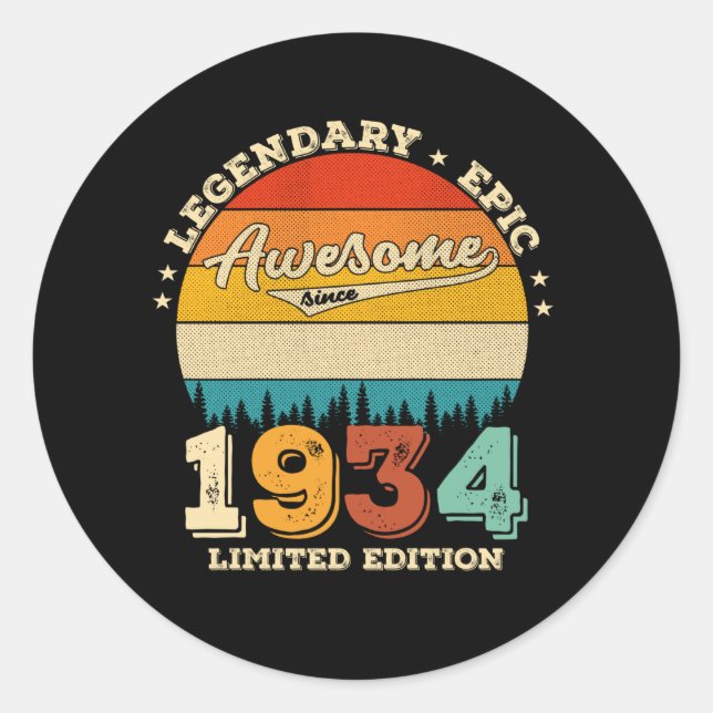 Sticker Rond anniversaire de 91 ans 1934 Magnifique 91e anniver (Devant)