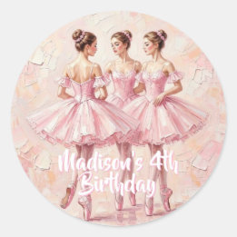 Sticker Rond anniversaire de ballerine rose coquette
