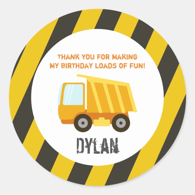 Sticker Rond Anniversaire de camion à benne basculante de (Devant)