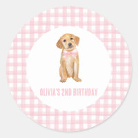 Anniversaire de chiot préparé en carreaux roses