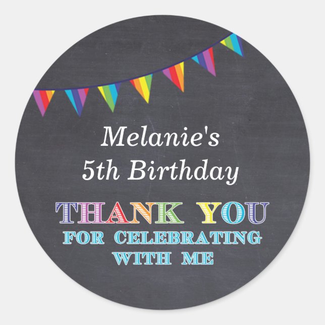 Sticker Rond Anniversaire de enfant chalkboard collants de bunt (Devant)