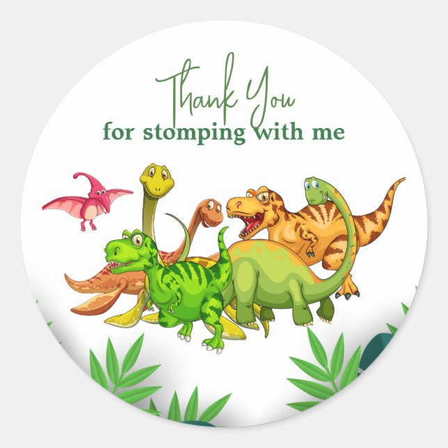 Sticker Rond Anniversaire de enfant d'aventure Dinosaur Jungle  (Devant)