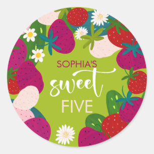 Sticker Rond Anniversaire de enfant de fraise sucrée