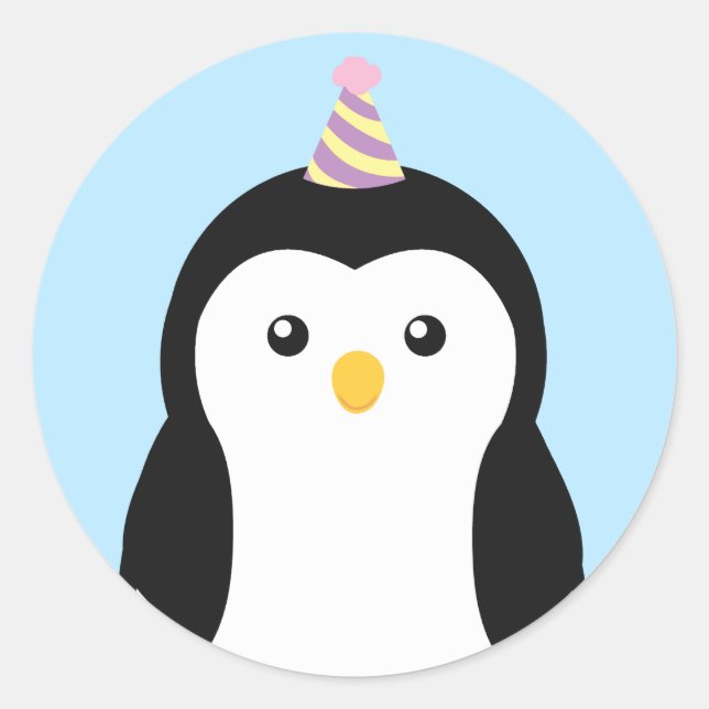 Sticker Rond Anniversaire de enfant de pingouin mignon (Devant)