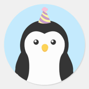 Sticker Rond Anniversaire de enfant de pingouin mignon