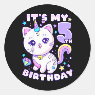Sticker Rond Anniversaire de enfant fille 5 ans