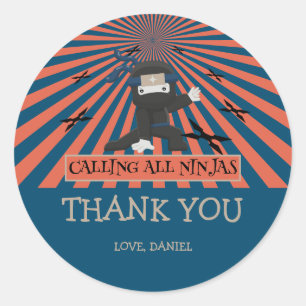 Sticker Rond Anniversaire de enfant guerrier du Cute Ninja