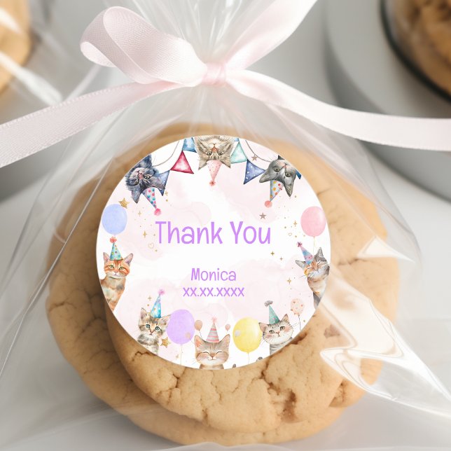 Sticker Rond Anniversaire de enfant mémiogique des chats de fêt (Créateur téléchargé)