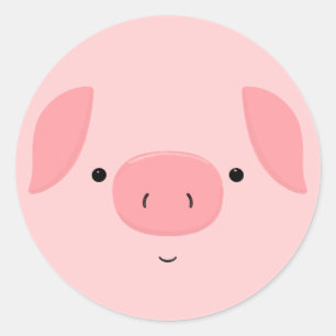 Sticker Rond Anniversaire de enfant mignon Piggy