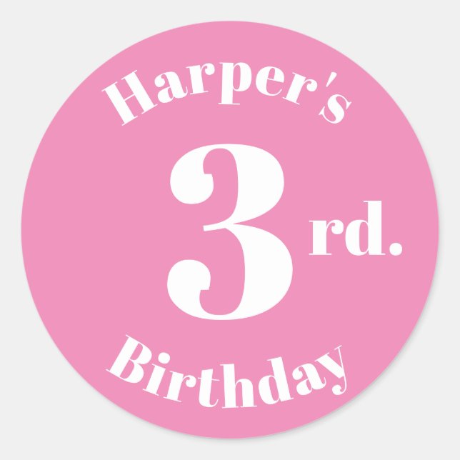 Sticker Rond Anniversaire de enfant moderne Numéro personnalisé (Devant)