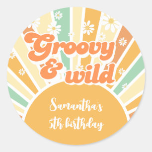 Sticker Rond anniversaire de enfant rétro super et sauvage