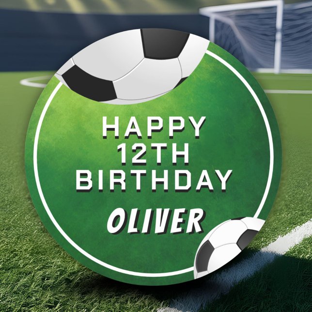 Sticker Rond Anniversaire de enfant sportif de football de ball (Créateur téléchargé)