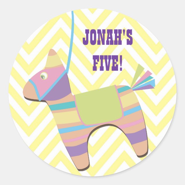 Sticker Rond Anniversaire de enfant traditionnel de Fiesta Pina (Devant)