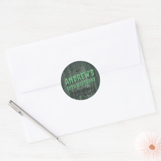 Sticker Rond Anniversaire de fête Zombie Sombre Effrayant Vert