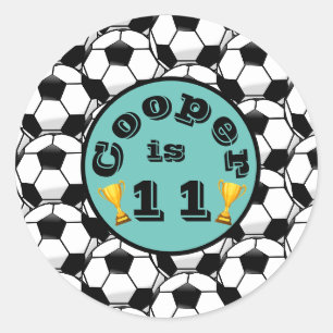 Sticker Rond Anniversaire de football bleu