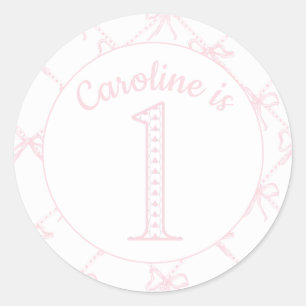 Sticker Rond Anniversaire de la cou rose personnalisée