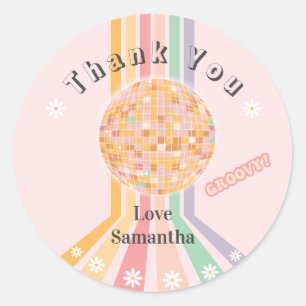 Sticker Rond Anniversaire de la discothèque Retro super Daisy
