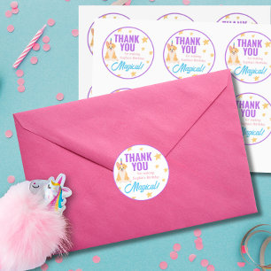 Sticker Rond Anniversaire de la fille de la licorne, Corgi Part