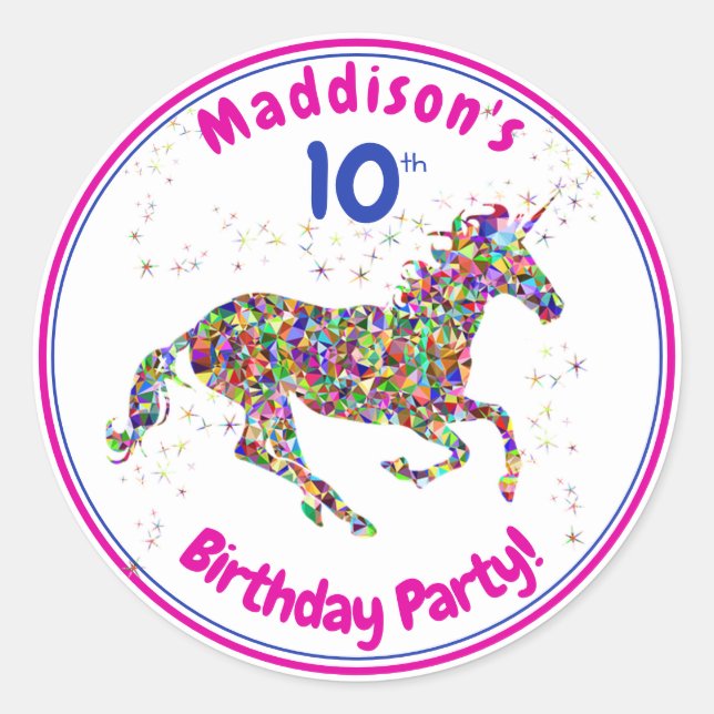 Sticker Rond Anniversaire de la licorne (Devant)