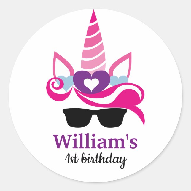 Sticker Rond Anniversaire de la licorne (Devant)