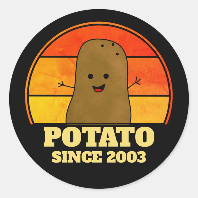 Sticker Rond Anniversaire de la pomme de terre rétro (Devant)