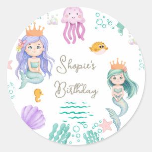 Sticker Rond Anniversaire de la sirène magique
